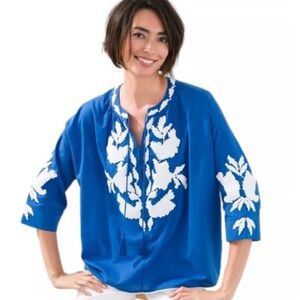 CHICO’S Embroidered Peasant Blouse 0